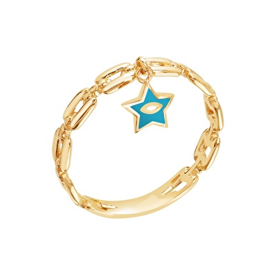 14 Ayar Sarı Altın Yıldız Figürlü Yüzük