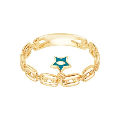 14 Ayar Sarı Altın Yıldız Figürlü Yüzük