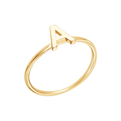 14 Ayar Sarı Altın A Harf Yüzük