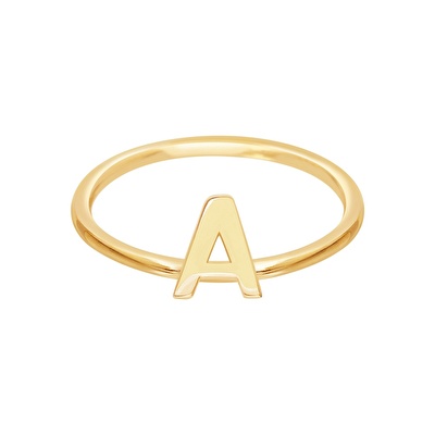 14 Ayar Sarı Altın A Harf Yüzük