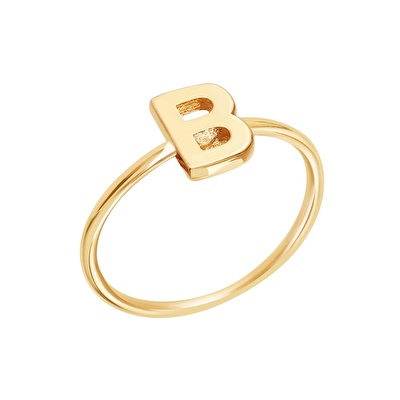 14 Ayar Sarı Altın B Harf Yüzük