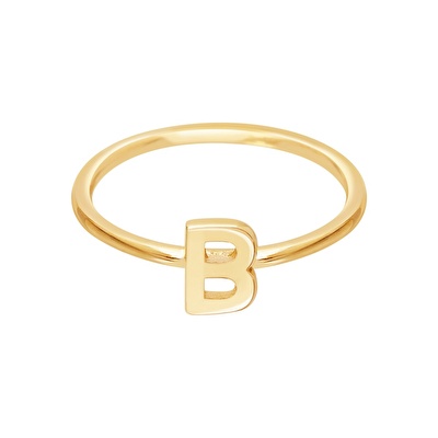 14 Ayar Sarı Altın B Harf Yüzük