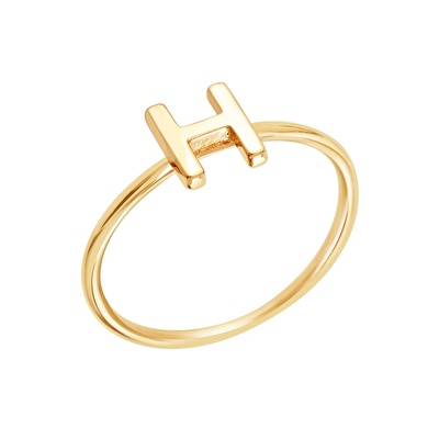 14 Ayar Sarı Altın H Harf Yüzük