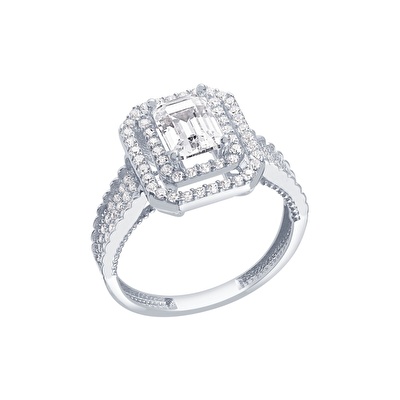 14 Ayar Beyaz Altın Baget Yüzük