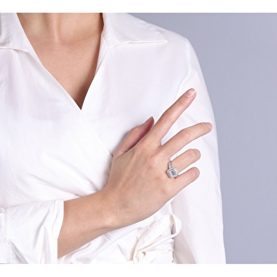 14 Ayar Beyaz Altın Baget Yüzük