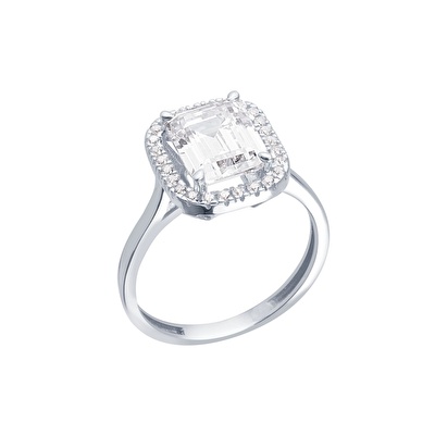 14 Ayar Beyaz Altın Baget Yüzük