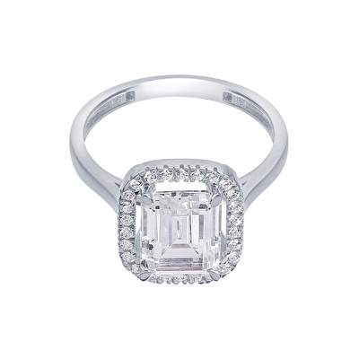 14 Ayar Beyaz Altın Baget Yüzük