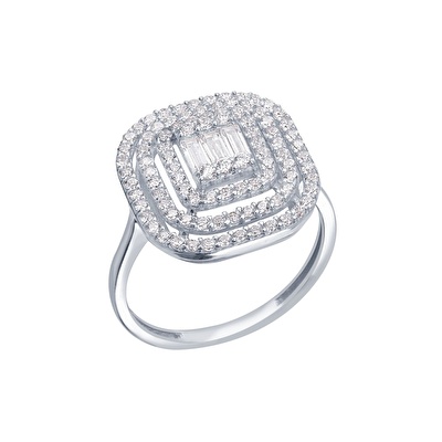 14 Ayar Beyaz Altın Baget Yüzük