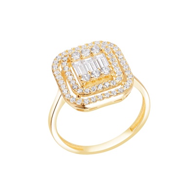 14 Ayar Sarı Altın Baget Yüzük