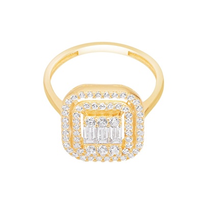 14 Ayar Sarı Altın Baget Yüzük