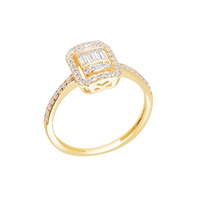 14 Ayar Sarı Altın Baget Yüzük