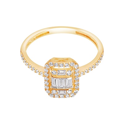 14 Ayar Sarı Altın Baget Yüzük