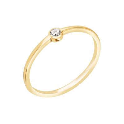 14 Ayar Sarı Altın Taşlı Yüzük