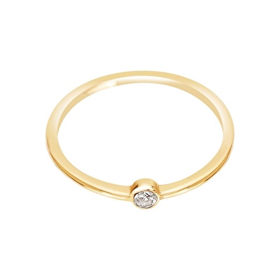 14 Ayar Sarı Altın Taşlı Yüzük