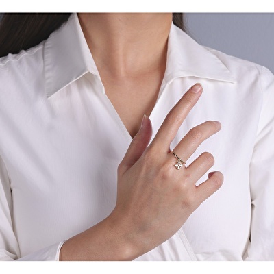 14 Ayar Sarı Altın Çiçek Yüzük