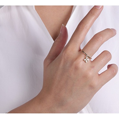 14 Ayar Sarı Altın Çiçek Yüzük