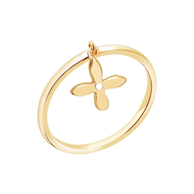 14 Ayar Sarı Altın Trend Çiçek Yüzük