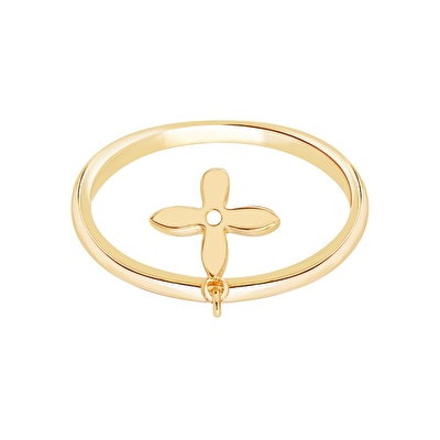 14 Ayar Sarı Altın Trend Çiçek Yüzük