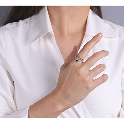 14 Ayar Sarı Altın Yeşil Mineli Kalp Yüzük