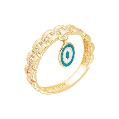 14 Ayar Sarı Altın Göz Figürlü Yüzük