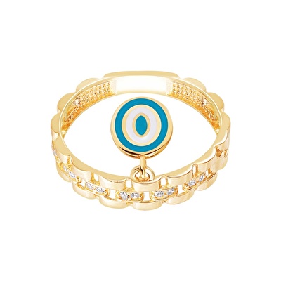 14 Ayar Sarı Altın Göz Figürlü Yüzük