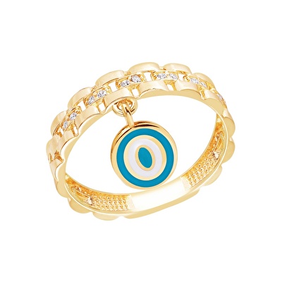 14 Ayar Sarı Altın Göz Figürlü Yüzük
