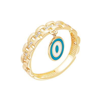 14 Ayar Sarı Altın Göz Figürlü Yüzük