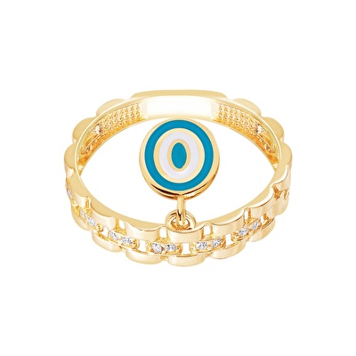 14 Ayar Sarı Altın Göz Figürlü Yüzük