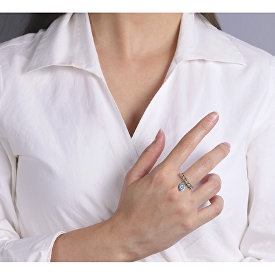 14 Ayar Sarı Altın Göz Figürlü Yüzük