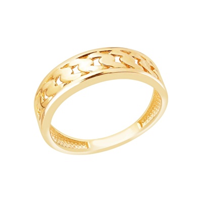 14 Ayar Sarı Altın Taşsız Trend Yüzük