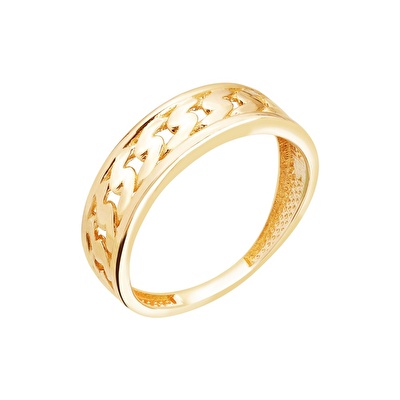 14 Ayar Sarı Altın Taşsız Trend Yüzük