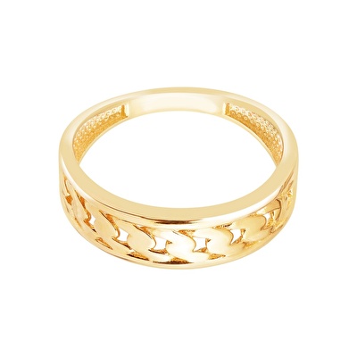 14 Ayar Sarı Altın Taşsız Trend Yüzük