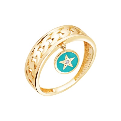 14 Ayar Sarı Altın Yıldız Figürlü Yüzük