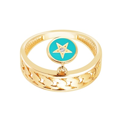 14 Ayar Sarı Altın Yıldız Figürlü Yüzük