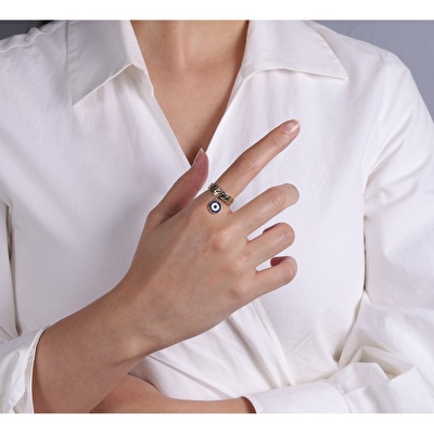 14 Ayar Sarı Altın Göz Figürlü Yüzük