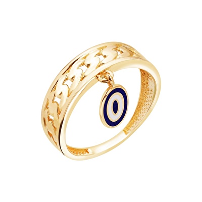 14 Ayar Sarı Altın Göz Figürlü Yüzük