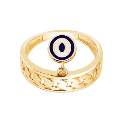 14 Ayar Sarı Altın Göz Figürlü Yüzük