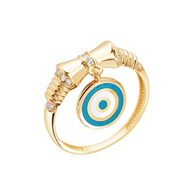 14 Ayar Sarı Altın Göz Figürlü Yüzük