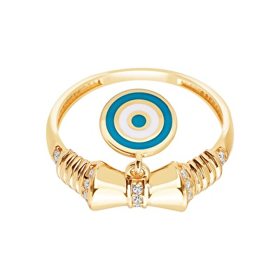 14 Ayar Sarı Altın Göz Figürlü Yüzük
