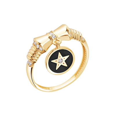 14 Ayar Sarı Altın Yıldız Figürlü Yüzük