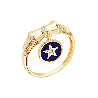 14 Ayar Sarı Altın Yıldız Figürlü Yüzük