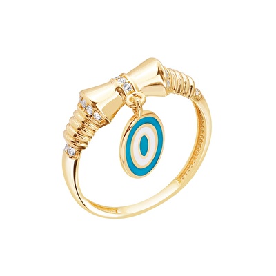 14 Ayar Sarı Altın Göz Figürlü Yüzük