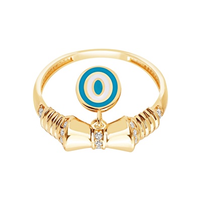 14 Ayar Sarı Altın Göz Figürlü Yüzük