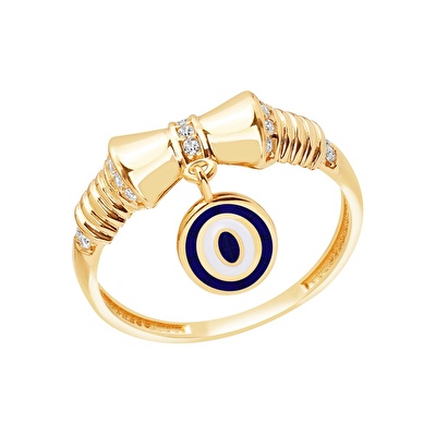 14 Ayar Sarı Altın Göz Figürlü Yüzük