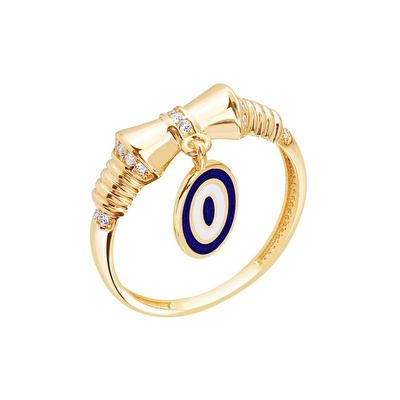 14 Ayar Sarı Altın Göz Figürlü Yüzük