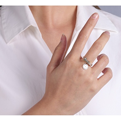 14 Ayar Mavi Mineli Göz Yüzük