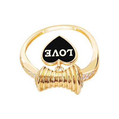 14 Ayar Sarı Altın Love Figürlü Yüzük