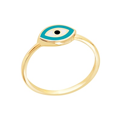 14 Ayar Sarı Altın Göz Figürlü Yüzük