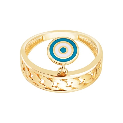 14 Ayar Sarı Altın Göz Figürlü Yüzük