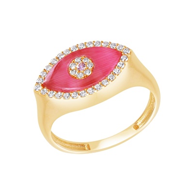 14 Ayar Sarı Altın Göz Figürlü Yüzük